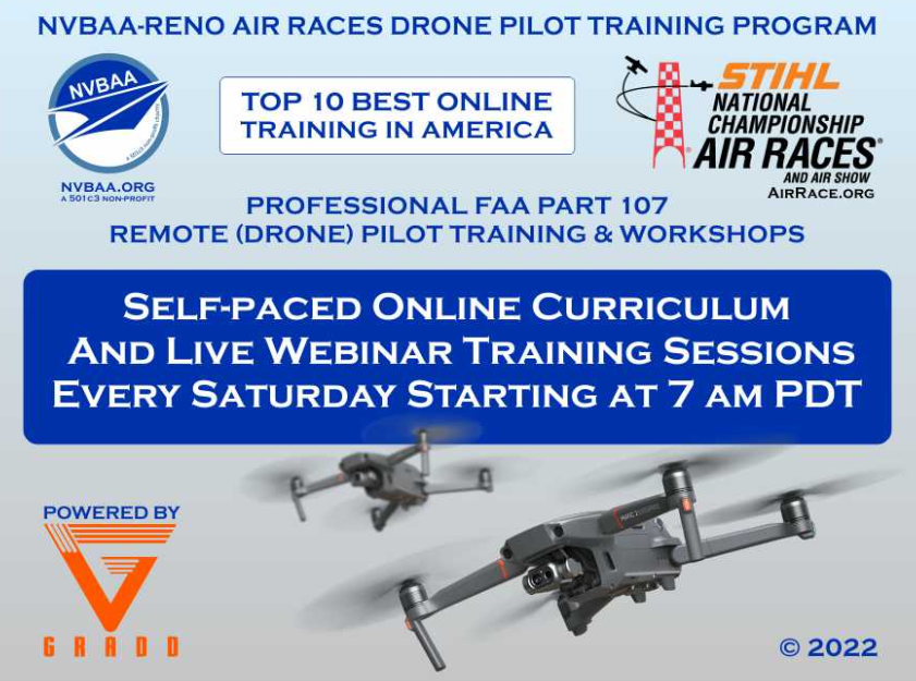 NVBAA-Reno Air Races FAA Part 107 Pilot Training FREE Fall Classes – Register Now!